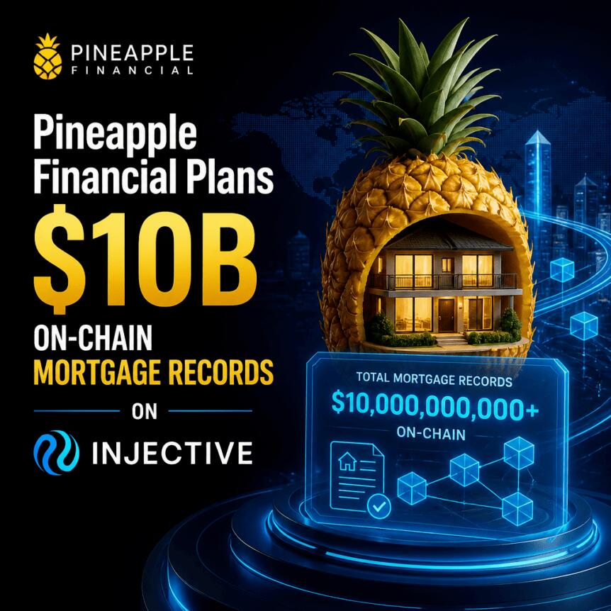 Pineapple Financial 计划在 Injective 上部署 100 亿美元链上抵押贷款记录配图